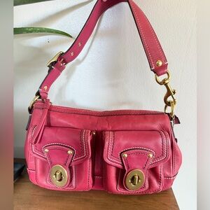 Coach Legacy Turnlock Double Pocket in Red Raspberry